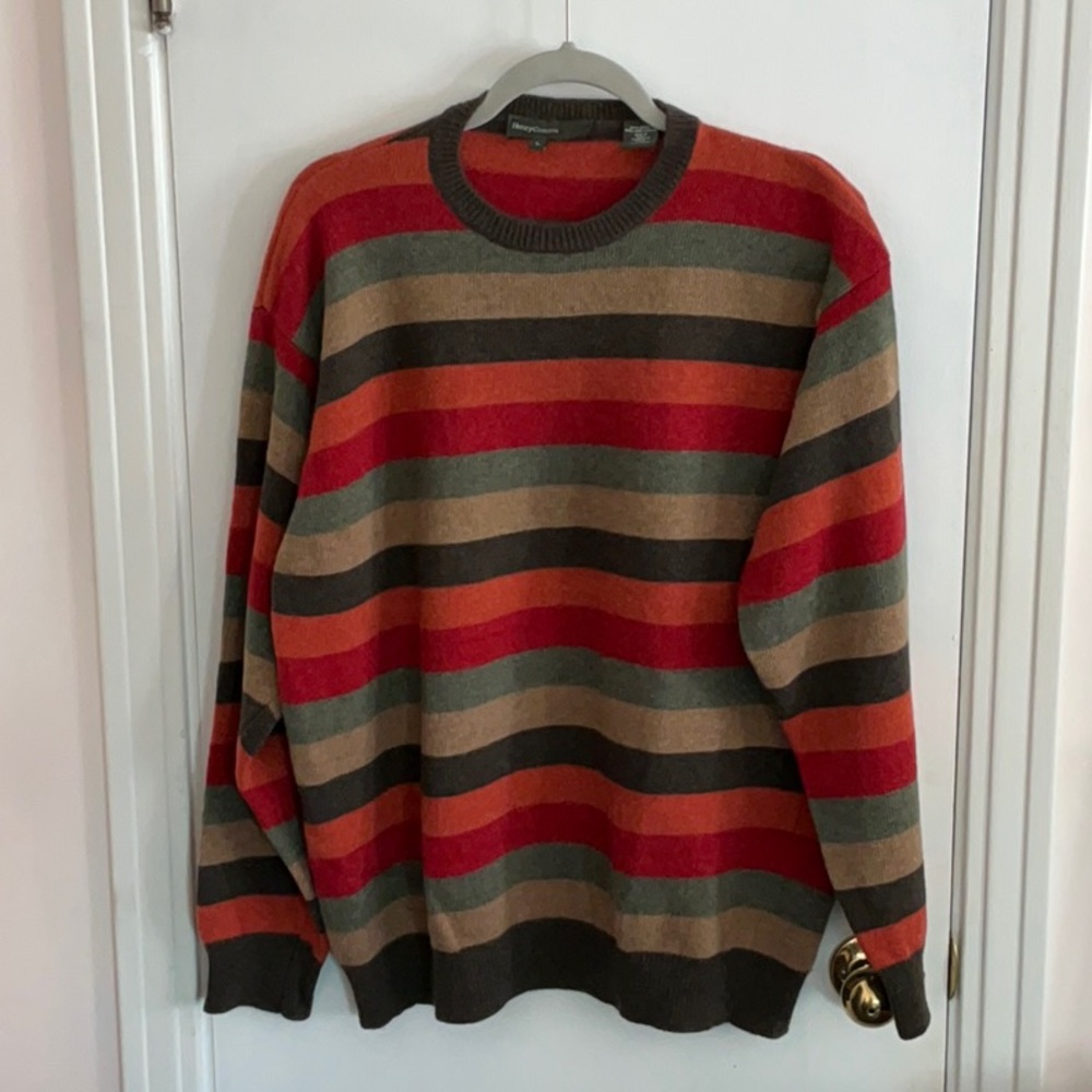 Henry Cotton’s Merino Wool Striped Sweater made in Italy Large